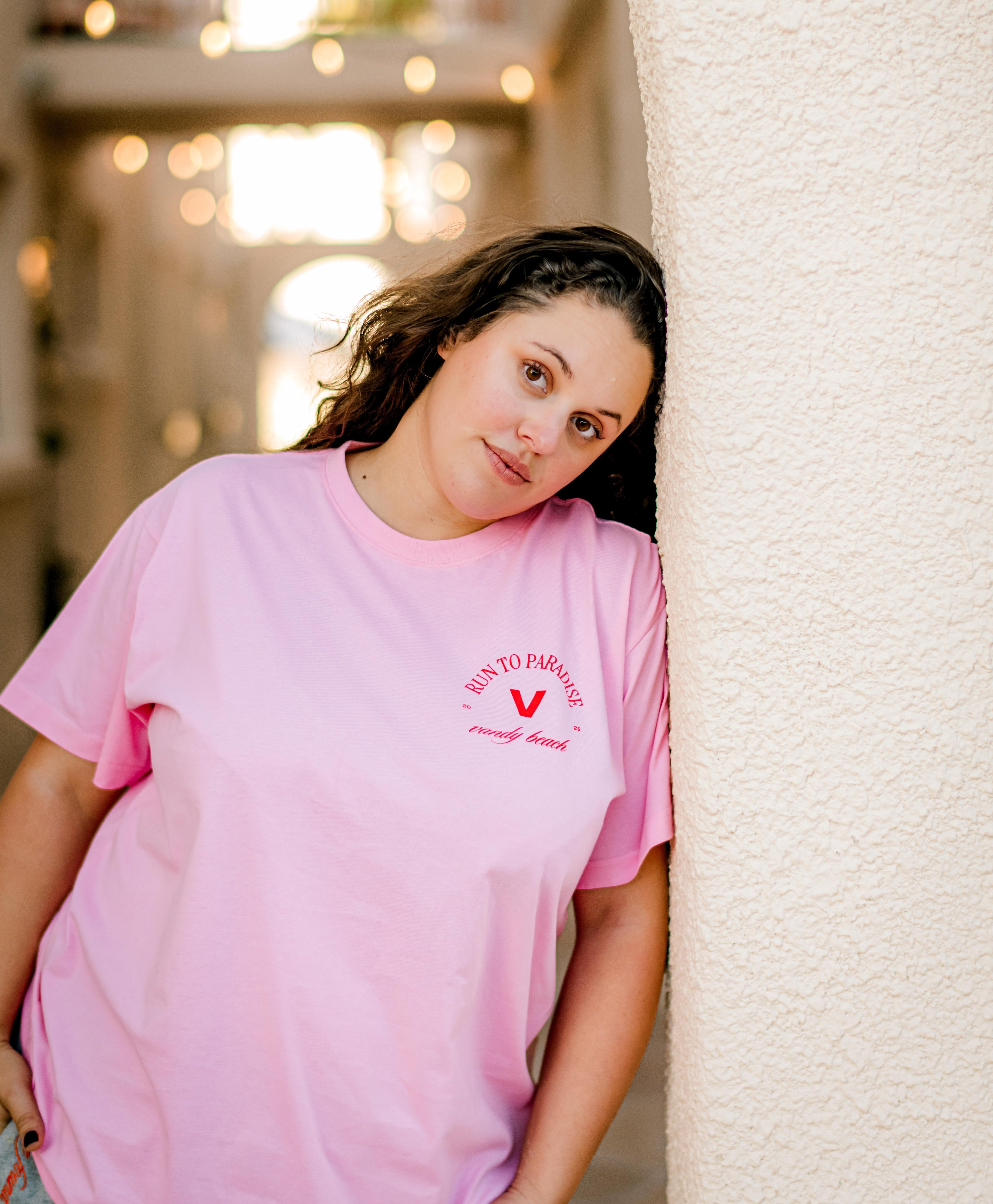 Pink Run to Paradise Logo Tee