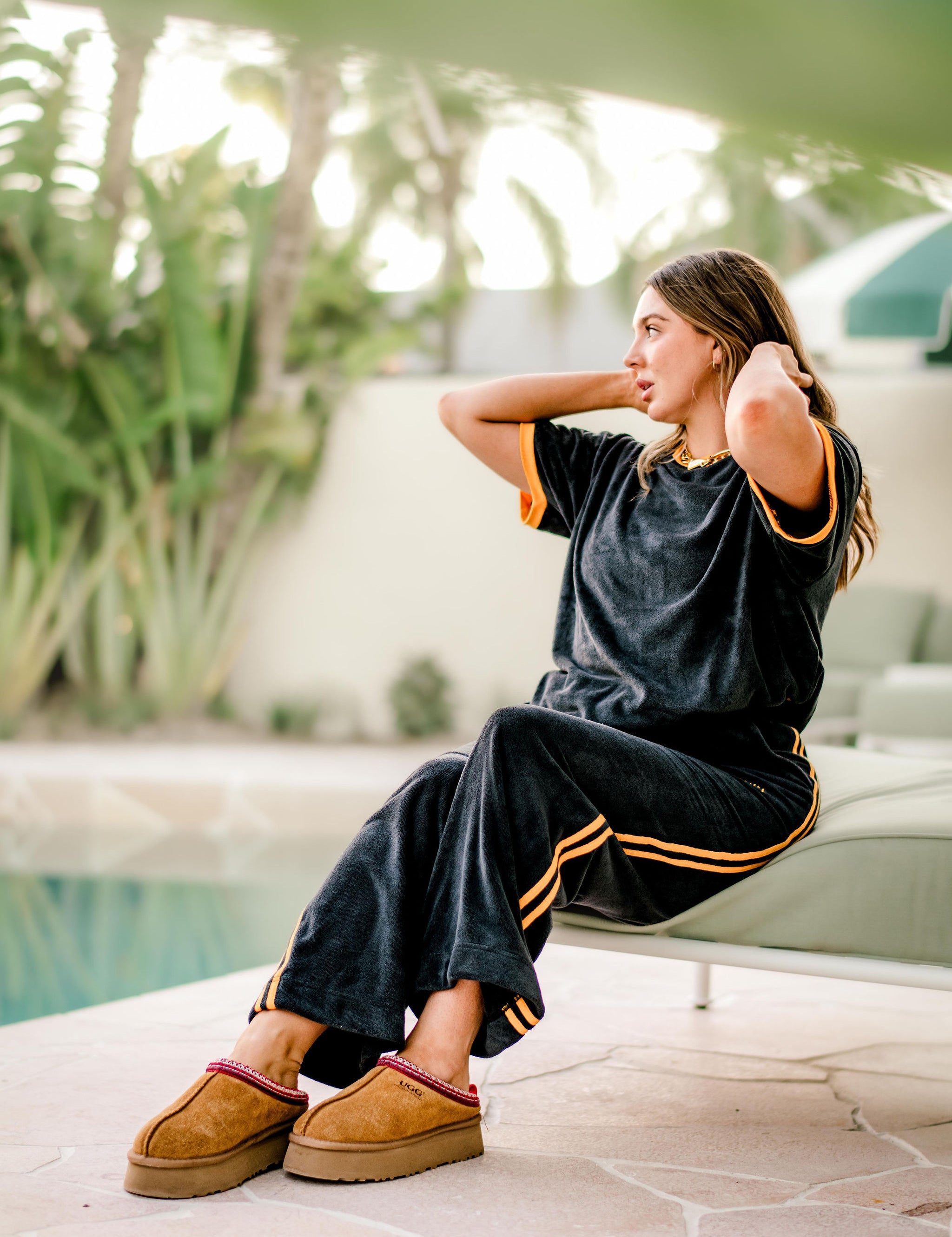 Moody Black Terry Pants